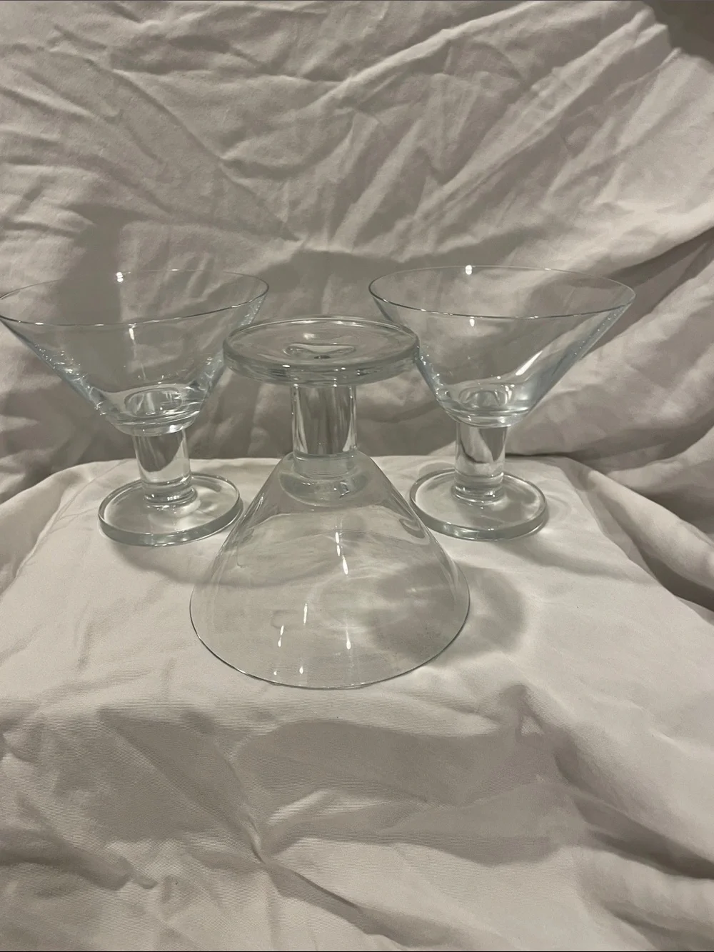 Crate&Barrel Viva Clear Glass Martini Coupes - Set of 3